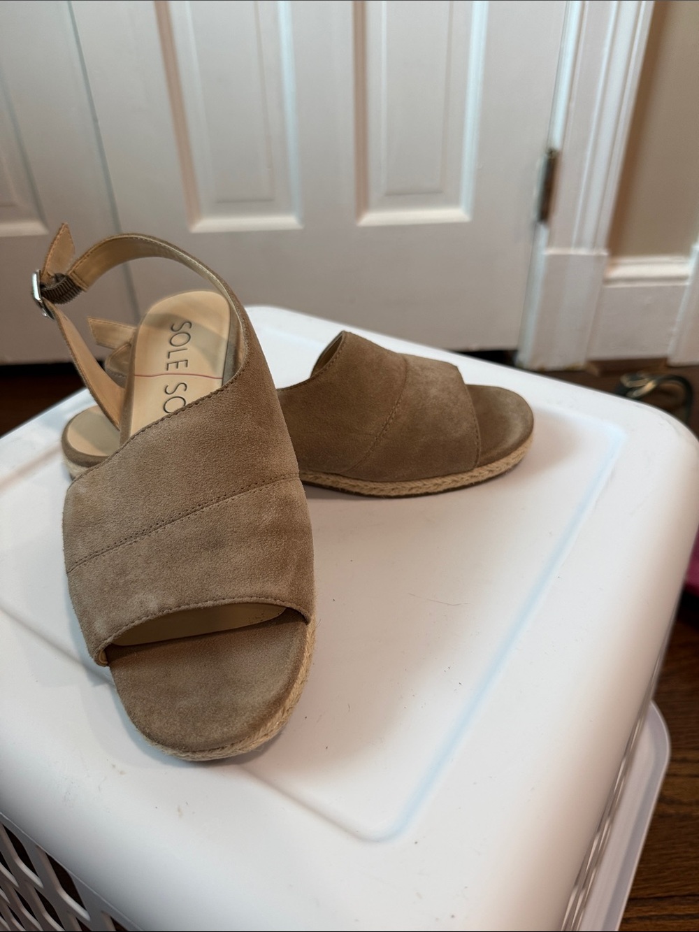 Sole Society Taupe Suede Espadrille Slingback Sandals